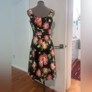 Donna Ricco Pink and Orange Sleeveless A-Line Midi Dress